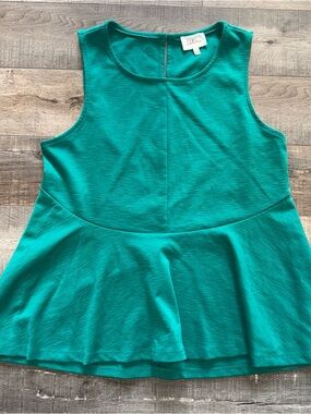 Deletta Teal Sleeveless Peplum Top size medium